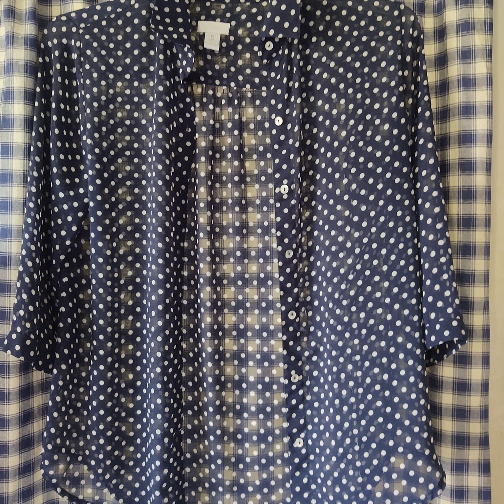 Chicos, Blue polka dot blouse Size 0